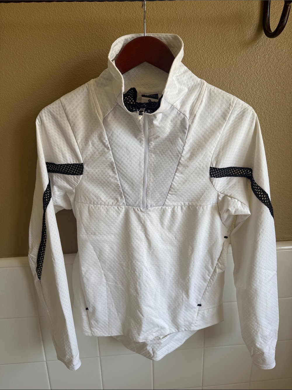 Nike White Half-Zip Dry Fit Jacket with Black Accents